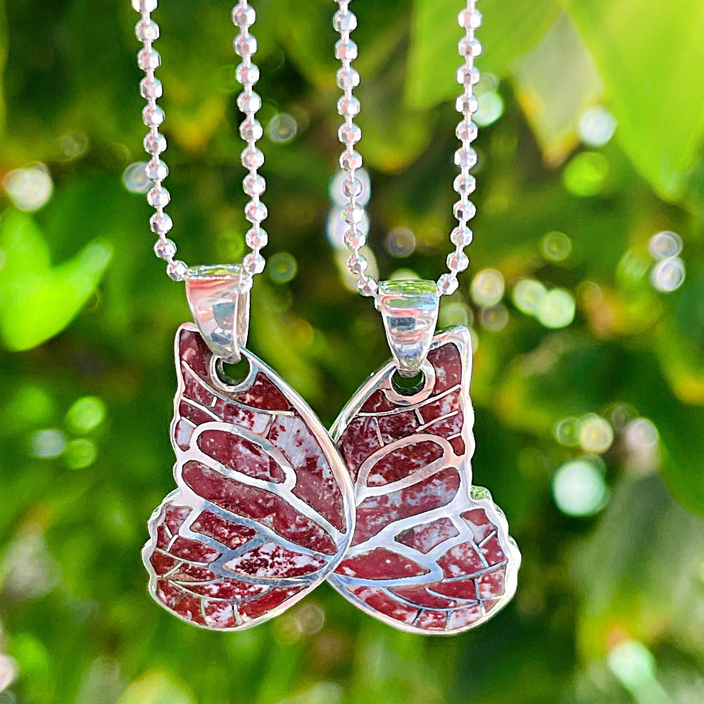 Best Friend Butterfly Wing necklace (white buffalo, jasper, turquoise) SET